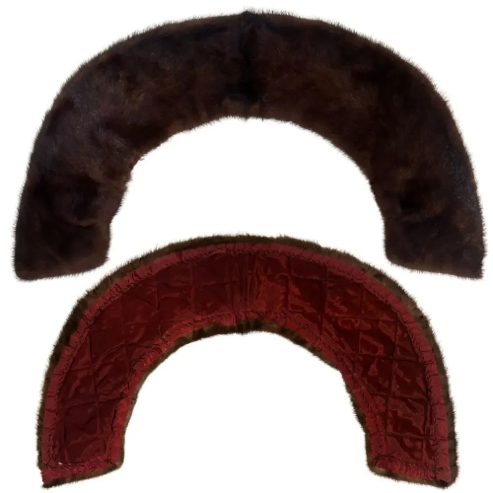 Vintage Genuine Fur Collar Stole Bundle Brown Soft Satin Lined Set